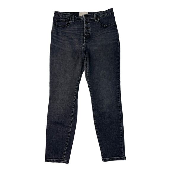 Everlane High Rise Skinny Ankle Jeans Button Fly FLAW Washed Black Womens 31 - Picture 1 of 9